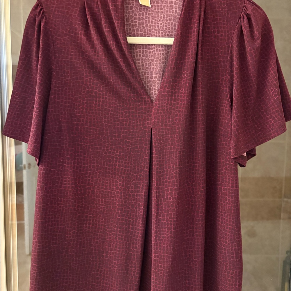 Michael Kors Burgundy Patterned Blouse